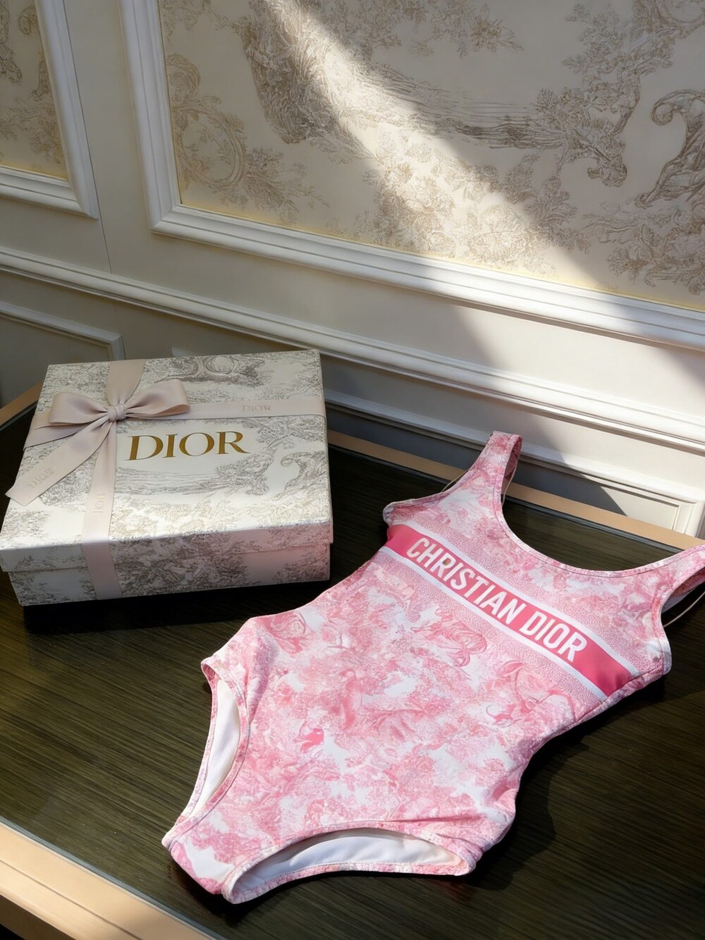 Dior Pink Toile de Jouy Piece Swimsuit - Picture 4 of 6